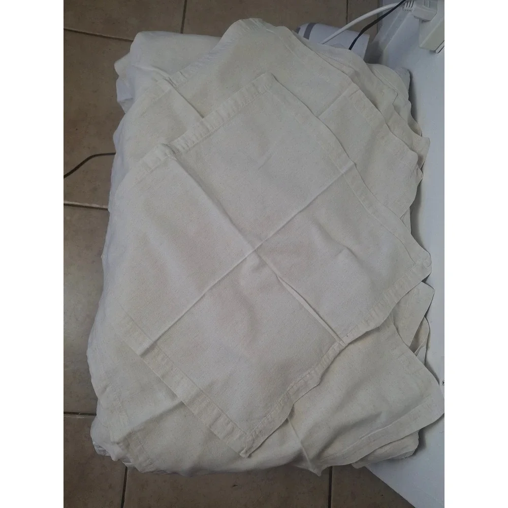 Linen Clubs Cream Cotton Linen Blend Cloth Napkins Set of 12 Square 17x17